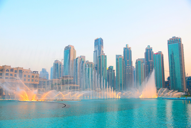 Photo of Water Fountain Across High-Rise Buildings